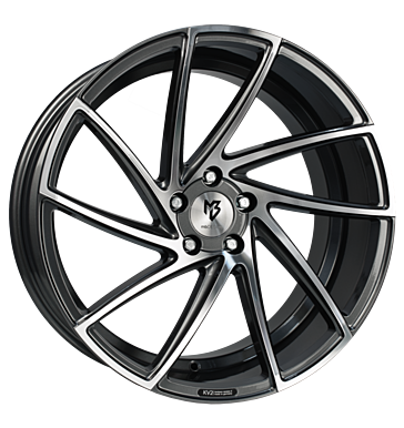 mbDESIGN KV2 8,5x20 ET42 5x112 75 Grau glänzend Konturen poliert