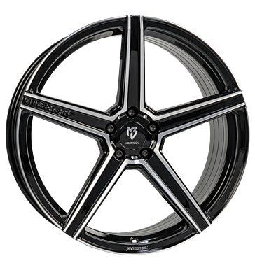 mbDESIGN KV1S 9,5x21 ET38 5x108 75 Schwarz glänzend Konturen poliert