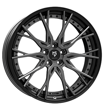 mbDESIGN KV3.2 DC 10,5x21 ET20 5x112 75 Stern grau matt Bett glanzschwarz lackiert