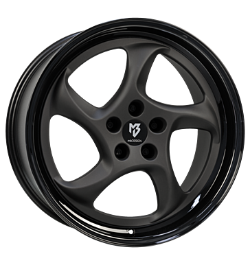 mbDESIGN Turbo 8,5x19 ET45 5x114,3 75 Stern schwarz stumpfmatt Bett glanzschw. lack.