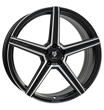 mbDESIGN KV1S DC 10,5x21 ET45 5x112 75 schwarz matt lackiert Konturen poliert