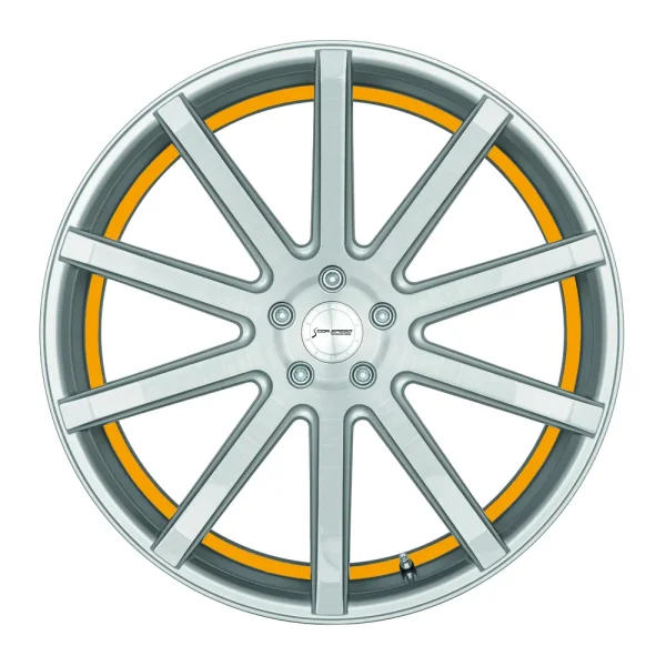 CORSPEED DEVILLE 10,5x21 / 5x120 ET40 Silver-brushed-Surface/ undercut Color Trim gelb
