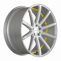 CORSPEED DEVILLE 9,0x21 / 5x108 ET40 Silver-brushed-Surface/ undercut Color Trim gelb