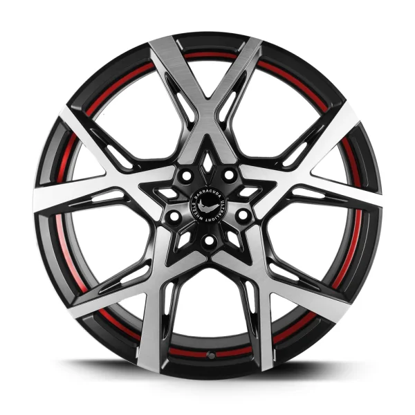 BARRACUDA Project X 10.0x22 / 5x112 ET45 Black brushed Surface undercut Trimline red
