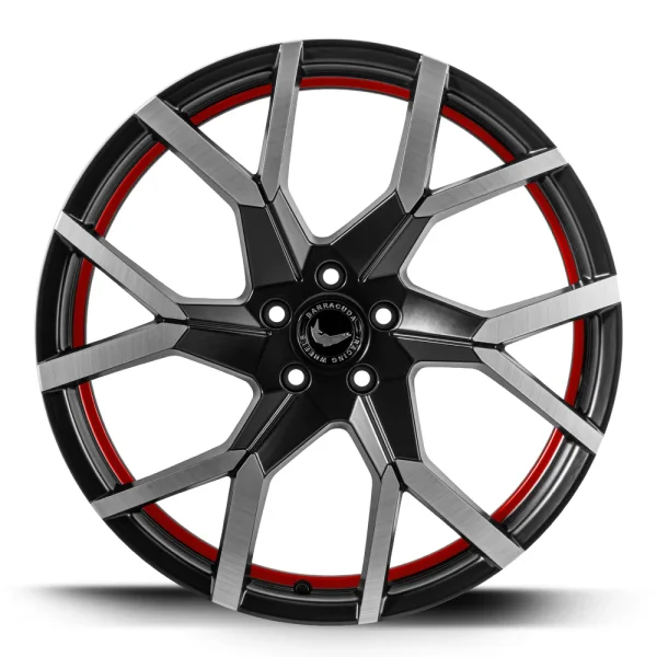 BARRACUDA TZUNAMEE EVO 8x18 /5x108 ET40 Dark Gunmetal brushed undercut Trimline red