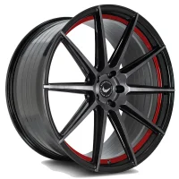 BARRACUDA PROJECT TWO 9.0x21 / 5x112 ET35 Higloss-Black brushed Surface/undercut Colour trim rot