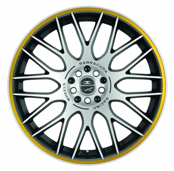 BARRACUDA KARIZZMA 8,0x18 / 5x110 5x120 ET35 Mattblack-polished / Color Trim gelb mit Spurplatte S10289