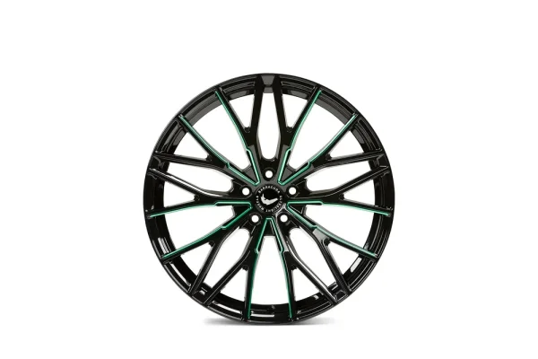 BARRACUDA PROJECT 3.0 8,5x20 / 5x112 ET38 Black gloss flashgreen mit Spurplatte BCF22028