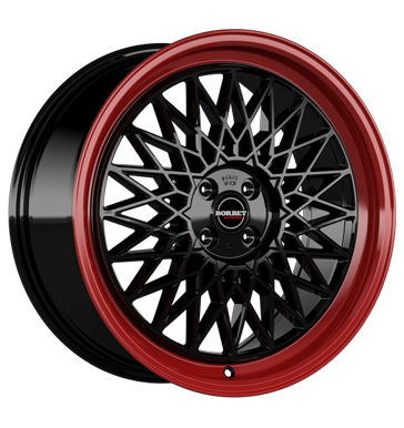 Borbet B 7x17 ET30 4x100 64 black rim red