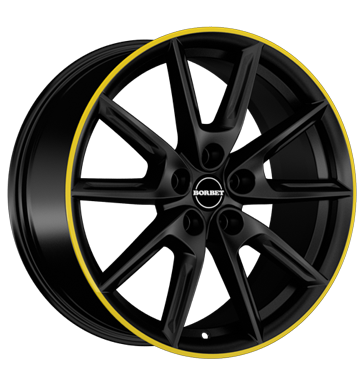 Borbet LX18 8x18 ET40 5x112 66,6 black matt rim yellow