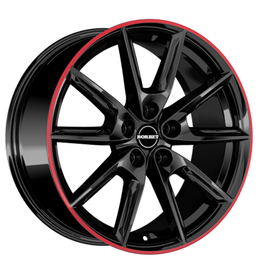 Borbet LX18 8x18 ET44 5x112 57,1 black glossy rim red