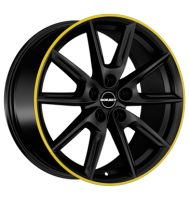Borbet LX18 8x18 ET48 5x112 66,6 black matt rim yellow