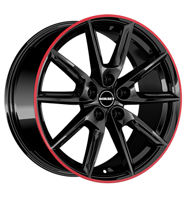Borbet LX19 8x19 ET44 5x112 66,5 black glossy rim red