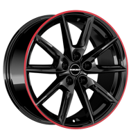 Borbet LX19 8x19 ET50 5x112 66,5 black glossy rim red