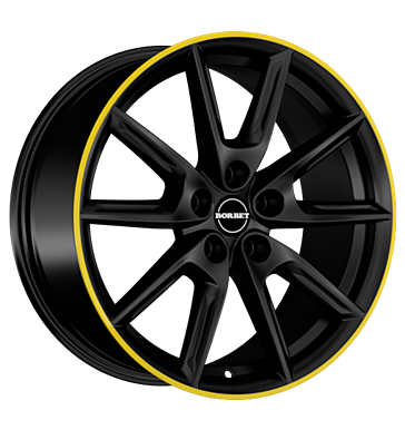 Borbet LX19 8x19 ET50 5x112 66,5 black matt rim yellow