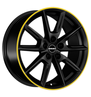 Borbet LX19 8x19 ET50 5x112 66,5 black matt rim yellow