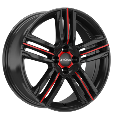 Ronal R57 MCR 7x17 ET45 4x100 68 jetblack-red spoke