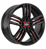 Ronal R57 MCR 7x17 ET45 4x100 68 jetblack-red spoke