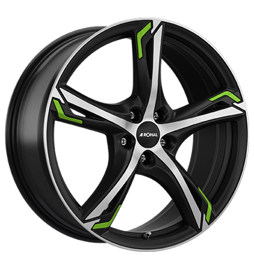 Ronal R62 Green 7,5x18 ET35 5x100 68 jetblack-matt-frontkopiert green