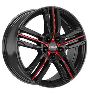 Ronal R57 MCR 7,5x19 ET55 5x112 66,5 jetblack-red spoke
