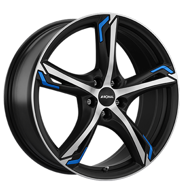 Ronal R62 Blue 7,5x17 ET45 5x108 76 jetblack-matt-frontkopiert blue